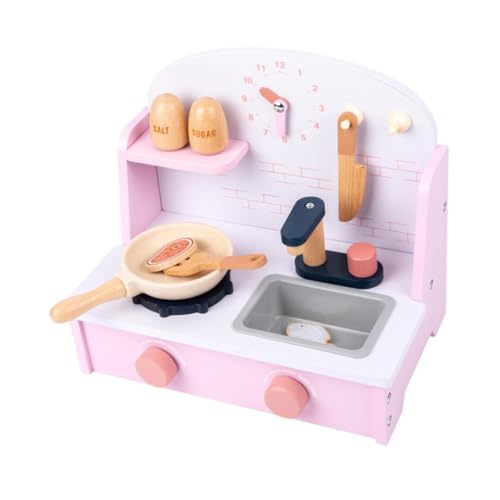 Amagogo Küchen-Spielset, Spielzeug, Holz-Spielküchen-Set, Spielküchengeräte-Set, Kochherd für Puppenhaus, Partygeschenk für draußen von Amagogo