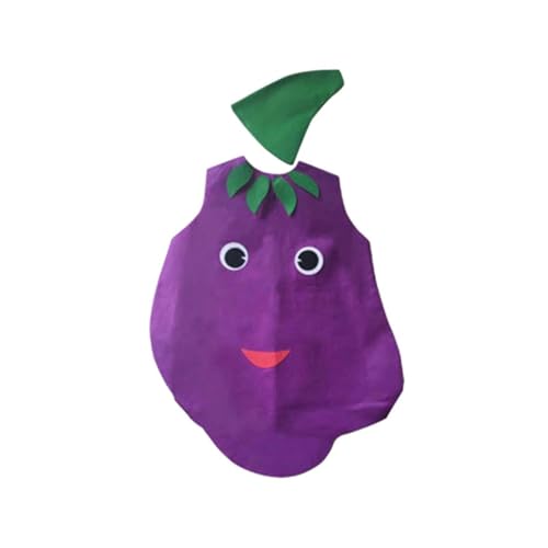 Amagogo Lebensmittelkostüm für Erwachsene, Cosplay-Bekleidung, Bequeme, niedliche Vliesstoff-Gemüsekostüme mit Kopfbedeckung für das Karnevalsfest, Aubergine von Amagogo