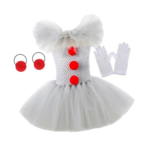 Amagogo Mädchen Clown Kostüm Kinder Halloween Clown Kleid für Maskerade Themenpartys, 10 Jahre bis 12 von Amagogo