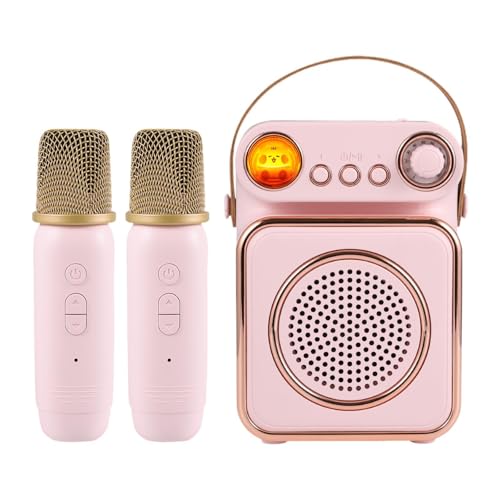 Amagogo Mini-Karaoke-Lautsprecher, Karaoke-Maschine, Mikrofon, tragbarer Lautsprecher für Erwachsene und Kinder, Rosa von Amagogo