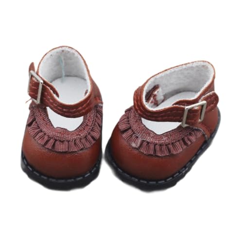 Amagogo Mini-Puppenschuhe, Puppenschuhe aus PU-, Kostüme, Anziehspielzeug, süßes Puppenzubehör für 15 cm Puppen, Geschenk für kleine Mädchen, Braun von Amagogo