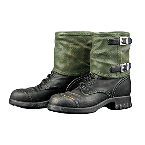 Amagogo Miniatur Armee Kampf Stiefel 1/6 Skala Deutsch Soldat Füße Schnürung Stiefeletten Schuhe Männlich Fit 12'' Action Figur Körper Zubehör, mit Leggings von Amagogo