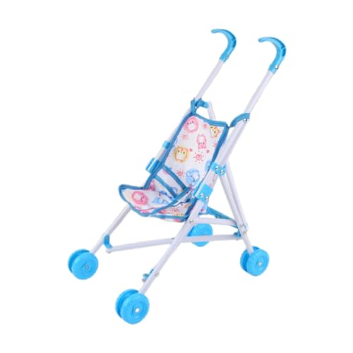 Amagogo Miniatur-Schiebewagen, Spielzeug, Faltbarer Mini-Kinderwagen, Geschenk für Mädchen, pädagogisches Baby, Puppenwagen, Trolley-Spielzeug für Kinder im, Blau von Amagogo