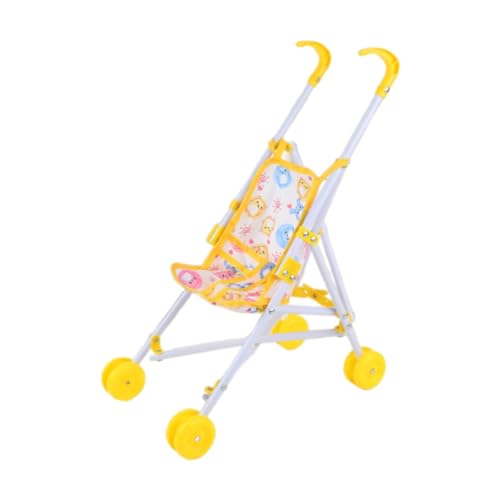 Amagogo Miniatur-Schiebewagen, Spielzeug, Faltbarer Mini-Kinderwagen, Geschenk für Mädchen, pädagogisches Baby, Puppenwagen, Trolley-Spielzeug für Kinder im, Gelb von Amagogo