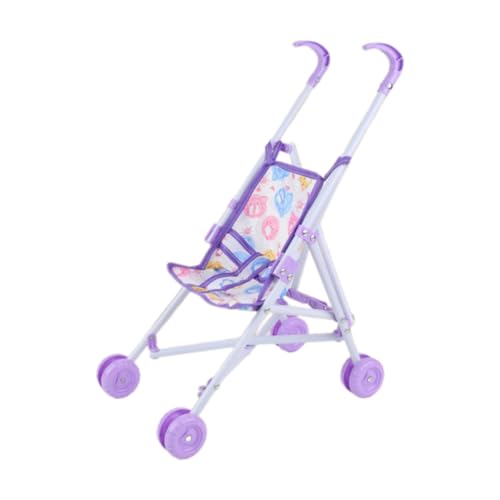 Amagogo Miniatur-Schiebewagen, Spielzeug, Faltbarer Mini-Kinderwagen, Geschenk für Mädchen, pädagogisches Baby, Puppenwagen, Trolley-Spielzeug für Kinder im, Violett von Amagogo