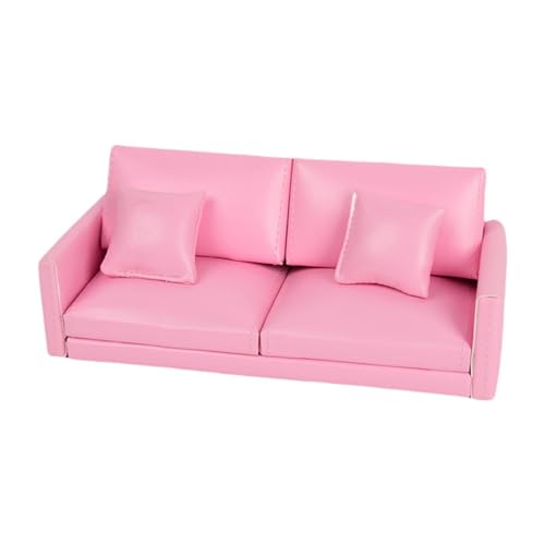 Amagogo Miniatursofa im Maßstab 1:12, Puppenhausdekoration, Miniatur-Puppenhauscouch, Puppenhaus-Minisofa zur Dekoration von Partygeschenken, ROSA von Amagogo