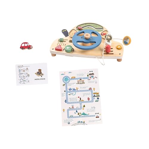 Amagogo Montessori Busy Board Lenkrad Spielzeug Holz Sensorisches Spielzeug Simulation Fahrspielzeug für Baby Jungen Mädchen Kleinkinder Kinder Geschenke von Amagogo