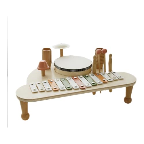 Amagogo Montessori-Xylophon-Schlagzeug-Set aus Holz, multifunktional, glatt, stabil, leicht, Raumschiff-Notenständer, Handklopfklavier für Kinder von Amagogo