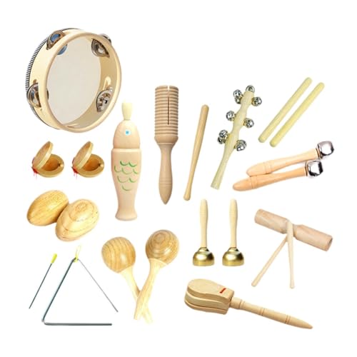 Amagogo Musikinstrumenten-Set für Kleinkinder, Schlaginstrumente aus Holz, Tamburin, Musikspielzeug für frühes Lernen für Babys und Kinder, Style A von Amagogo