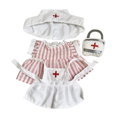 Amagogo Plüsch-Puppenkleidung für 20-cm-Puppe, Krankenschwester-Outfit, Kostüme, Mode, weich, zum Anziehen, Heimwerken, Cartoon-Kuscheltier-Zubehör, Rosa von Amagogo