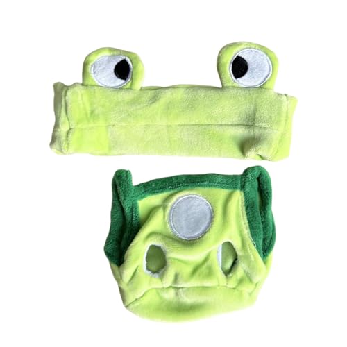 Amagogo Plüsch-Puppenkleidung für 20 cm große Puppen, Hosenträgerhose, Mädchengeschenk, Puppendekor, Miniatur-Modepuppenkleidung mit Stirnband, Frosch von Amagogo