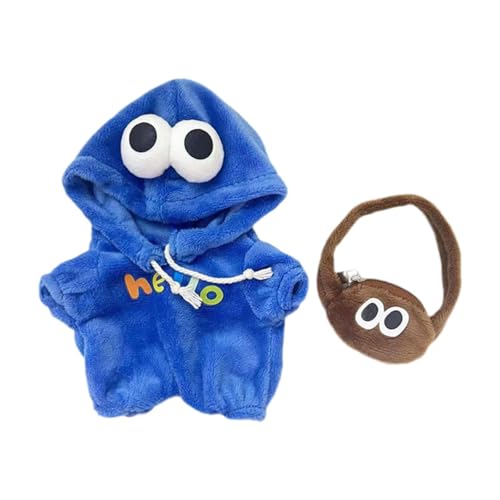 Amagogo Plüschpuppenkleidung für 15 cm, Puppenoverall mit Tasche, Kuscheltierkleidung, stylisch, Puppenoutfit, Blau von Amagogo