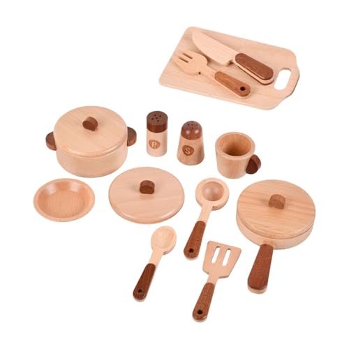 Amagogo Pretend Play Spielzeug Spielset Montessori Holz Spielen Kochen Set Küche Tee Set von Amagogo