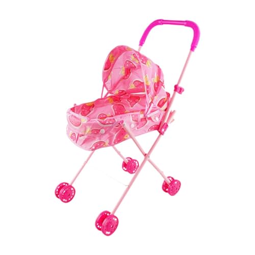 Amagogo Puppen-Mini-Kinderwagen-Simulations-Kutschen-Spielzeug vorgeben, faltbares Puppen zubehör Push-Cart-Spielzeug für Säugling (Pink) von Amagogo