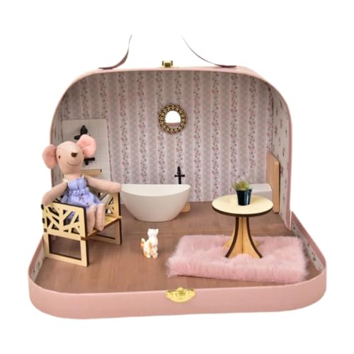 Amagogo Puppenhaus Badezimmer Set Puppenhaus Toilette und Spiegel Rollenspiel Puppenhaus Zubehör für 1:12 Badezimmer von Amagogo