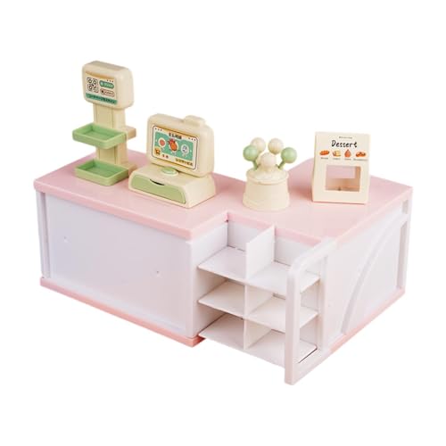 Amagogo Puppenhaus-Miniatur-Registrierkasse, vorgetäuschtes Spielspielzeug, realistisches Mini-kreatives Puppenhaus-Zubehör, 1:12, für Babys, Mädchen und, Rosa von Amagogo