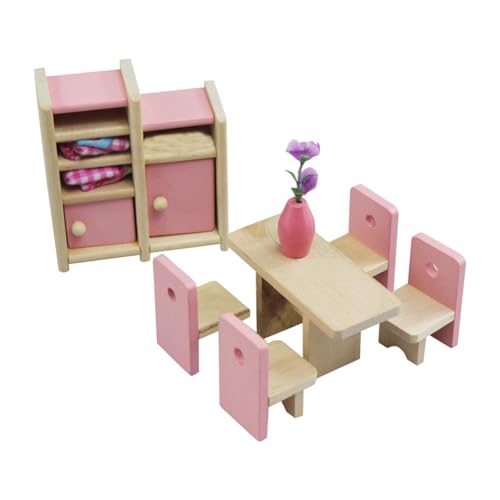 Amagogo Puppenhaus-Miniaturmöbel-Set aus Holz, Hobby-Basteln, DIY-Teile, Rollenspiele, Miniaturmöbel-Spielzeug für Kleinkinder ab 3 Jahren, Jungen, Restaurant-Set von Amagogo