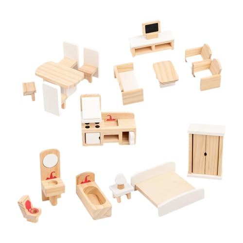 Amagogo Puppenhausmöbel-Set aus Holz, Kinder Spielen Miniaturmöbel, Kinderspielzeug-Möbel-Set, von Amagogo