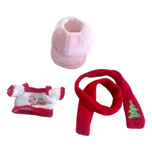 Amagogo Puppenkleidung, Puppen-Outfits, weihnachtlicher roter Schal, Plüsch-Puppenzubehör, Puppenkleidung, süßer Puppenkleidungsanzug für 17 cm große Puppen von Amagogo