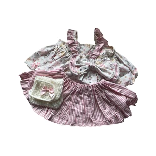 Amagogo Puppenkleidung für Mädchen, Anzug, Puppenkleidung, Bequeme Foto-Requisiten, süße Mode-Puppen-Outfits, zum Selbermachen von Puppen für 58-cm-Puppen, Rosa Streifen von Amagogo