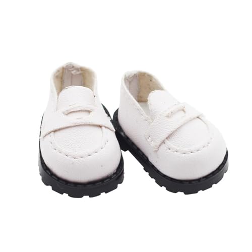 Amagogo Puppenschuhe, Mini-Puppenschuhe, Kindergeschenke, Neujahrsgeschenke, handgefertigte Stiefel, Kostümzubehör für 15 cm Puppen im Alter von 5–7, Weiß von Amagogo