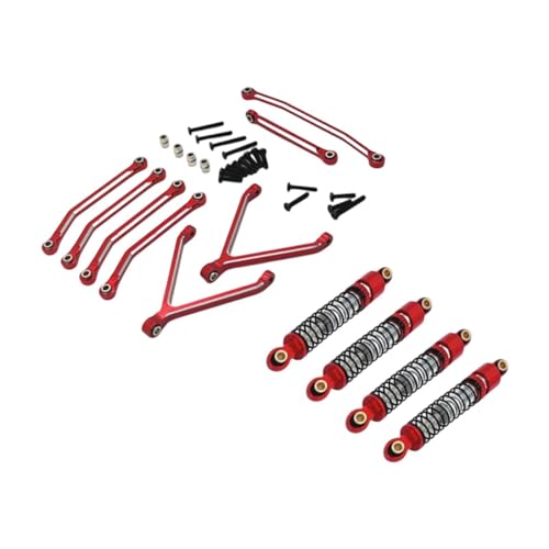 Amagogo RC Car Zubehör Set Ersetzt Upgrade Robuste, Leichte RC Car Teileglieder Und Stoßdämpfer Set für 1/24 RC Car Fcx24, Rot von Amagogo