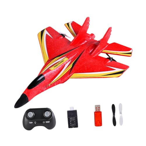 Amagogo RC Flugzeug Flugzeug Spielzeug leicht, leicht zu fliegen, mit Gyro RC -Kämpferschaum für Jungen Anfänger Erwachsene Kindergeburtstagsgeschenk, Rote Einzelbatterie von Amagogo