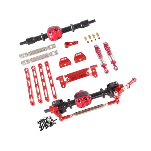 Amagogo RC Metall Vorder- und Hinterbausatz Ersatzteile Servoarm Antriebswellen Upgradeteil Zubehör für MN82 1/12 Maßstab RC Truck, Schwarz Rot von Amagogo