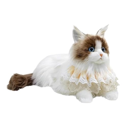 Amagogo Ragdoll Katze Stofftiergefüllte Kätzchen Spielzeug Begleiter Katzenpuppe für Kinder Katzenliebhaber, Spitzenschal von Amagogo