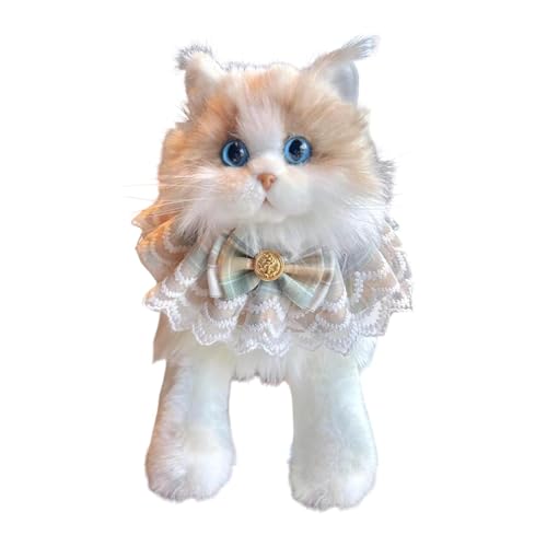 Amagogo Ragdoll Katze ausgestopfte Tierkatze Plüsch Spielzeug Kätzchen Stofftier mit lebensechter Katzenpuppe Begleiter für Kinder Mädchen Katzenliebhaber, Katze Khaki Schal von Amagogo