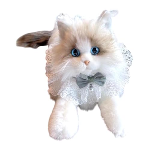 Amagogo Ragdoll Katze ausgestopfte Tierkatze Plüsch Spielzeug Kätzchen Stofftier mit lebensechter Katzenpuppe Begleiter für Kinder Mädchen Katzenliebhaber, Katzenblauer Schal von Amagogo