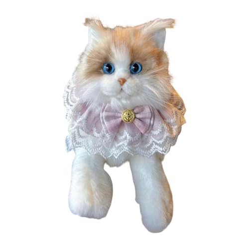 Amagogo Ragdoll Katze ausgestopfte Tierkatze Plüsch Spielzeug Kätzchen Stofftier mit lebensechter Katzenpuppe Begleiter für Kinder Mädchen Katzenliebhaber, Katzenrosa Schal von Amagogo