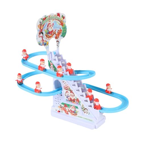 Amagogo Santa Slide Toy Set Treppenkletter-Rutschbahn-Spielzeug, Rennspiele-Bahn-Spielzeug-Rennrutschbahn, Elektrisches Musik-Schiebespielzeug, für Kindergeburtstagsgeschenke, 9 Weihnachtsmann von Amagogo