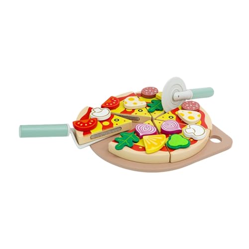 Amagogo Schneidespielzeug für Kinder, Pizza-Spielzeug-Set, Montessori-Spielzeug, Rollenspiel, Pizza-Set aus Holz für Mädchen, Kleinkinder, Jungen von Amagogo