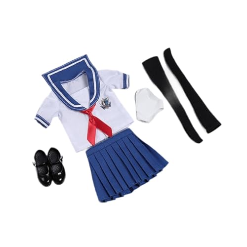 Amagogo Schuluniform-Kostüm für Damen im Maßstab 1/6, kurzärmeliges Set, Damen-Kleiderrock für 12-Zoll-BJD-Puppe, Zubehör für weibliche Figuren, BLAU von Amagogo