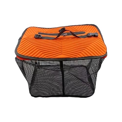 Amagogo Schwimmender Angelkorb, Klappverschluss, Reißverschluss mit 10 m Seil, Nylon, Fischkorb, Fischernetz, Orange 40x29x31cm von Amagogo