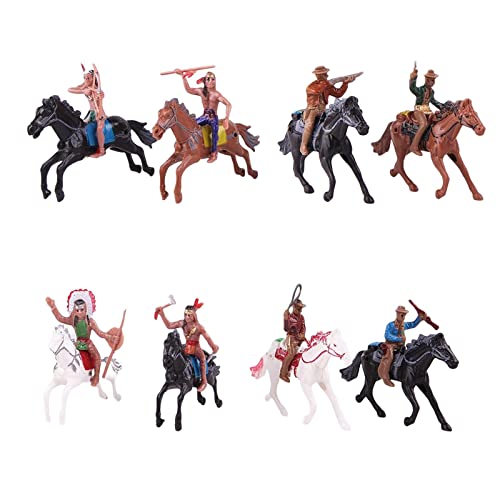 Amagogo Set mit 8 Western Cowboy Figuren, Indianer Modell Actionfiguren, Reitfiguren Figuren Spielset von Amagogo