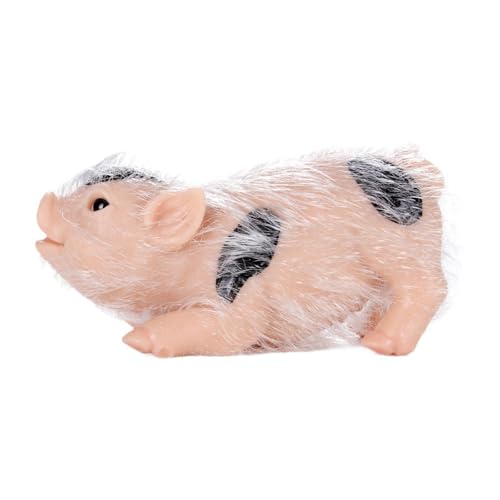 Amagogo Silikonschwein, schwarzes gepunktetes Schwein, entzückende, weiche, lebensechte Tierschweinpuppe, Miniatur-Reborn-Schwein, Spielzeug für Ornament, Großer Fleck von Amagogo