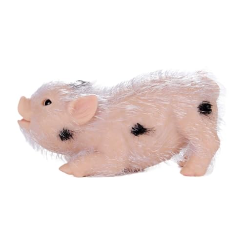 Amagogo Silikonschwein, schwarzes gepunktetes Schwein, entzückende, weiche, lebensechte Tierschweinpuppe, Miniatur-Reborn-Schwein, Spielzeug für Ornament, Kleiner Fleck von Amagogo