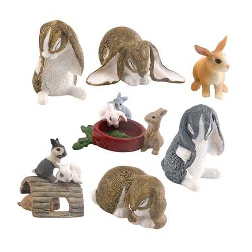 Amagogo Simuliertes Tiermodell-Set, Actionfigur, kognitives Spielzeug, Landschaftsdekoration, pädagogisches Spielzeug, Hasenfigur für Zuhause, Partygeschenke, 7 Stück von Amagogo