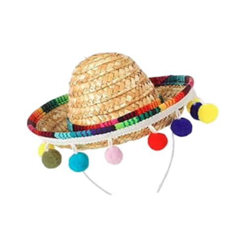 Amagogo Sombrero-Hut, mexikanischer Hut, Stirnband, leicht, bequem, kreativer Mini-Sombrero-Zylinder, Partykostüm für Erwachsene, Festival, Bunter Kugelstreifen, Beiger Hut von Amagogo