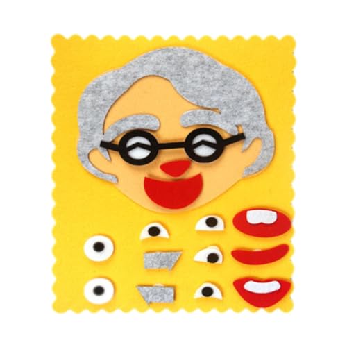 Amagogo Sozial-emotionales Lernspielzeug, Gesichtsausdrücke, Puzzle-Spielzeug, Emotionen, Gesicht, Gefühle, Filzspielzeug, Oma von Amagogo