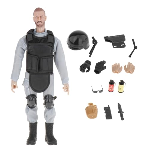 Amagogo Special Forces Actionfigur Mann Spielzeug Realistisches Polizeisoldat Modellset mit Zubehör Actionfiguren Spielset für Jungen Mädchen Teenager, GRAU von Amagogo