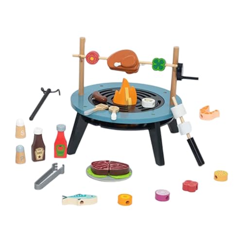 Amagogo Spielzeug Set Pretend BBQ Zubehör Set Pretend Spielen Holz Simulation Kochen Spielzeug Küche Spielzeug Set für Kinder Geschenk von Amagogo