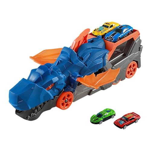 Amagogo Spielzeugauto-Schienenset, Dinosaurier-Transport-LKW, Spielzeug für Kleinkinder, Autospielzeug, Dinosaurier-Starttransporter für Jungen und Mädchen, Blau mit 2 Autos von Amagogo