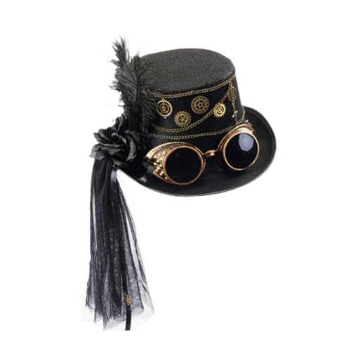 Amagogo Steampunk -Top -Hut mit Schutzbrillen Fedora für Cosplay -Rollenspiele Halloween Holiday von Amagogo