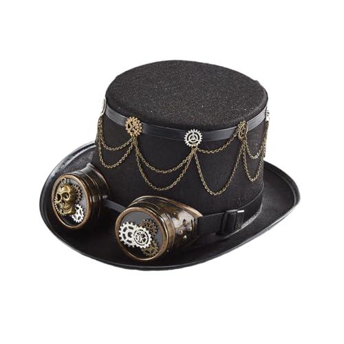 Amagogo Steampunk-Zylinder, Gothic-Steampunk-Hut für Rollenspiele, Bühnenauftritte, Abschlussbälle von Amagogo