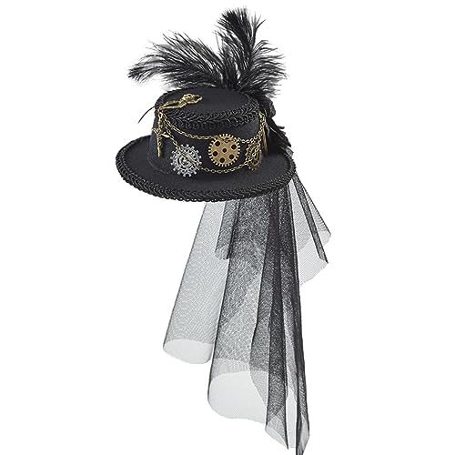 Amagogo Steampunk Zylinder, Gothic Vintage Stil, Kopfbedeckung für Damen Und Herren, Party Stirnband von Amagogo