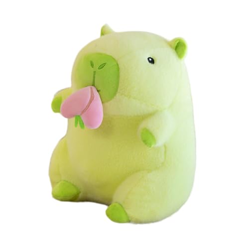 Amagogo Süßes Capybara-Kuscheltier, Capybara-Plüschfiguren, Heimdekoration, Plüsch-Capybara-Puppe für Kinder, Jungen, Mädchen, Geschenke, Pfirsichfarbenes Capybara-grün von Amagogo