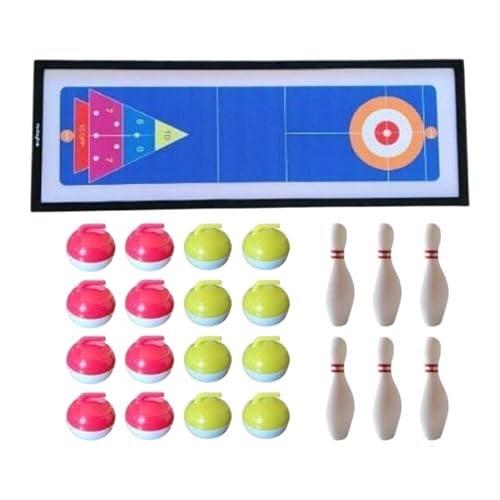 Amagogo Tabletop Curling -Spiel, lustige Familienspiele, einfache Zusammenstellung von Tisch Shuffleboard, Bowlingspiel für Reisebereich Kinder Erwachsene, Keine Schachtel von Amagogo